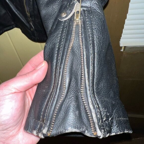 Vintage Zony Inc Heavy Duty Genuine Leather Motorcycle Jacket Size M - Picture 9 of 15